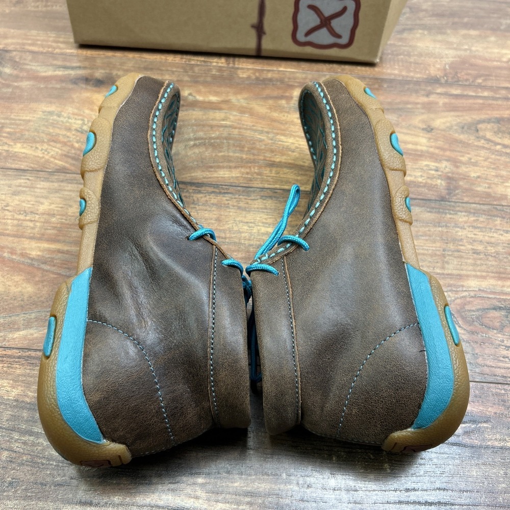 Twisted X Women Chukka Driving Moccasin Brown Turquoise Diamond Pattern 7 M - Picture 6 of 10